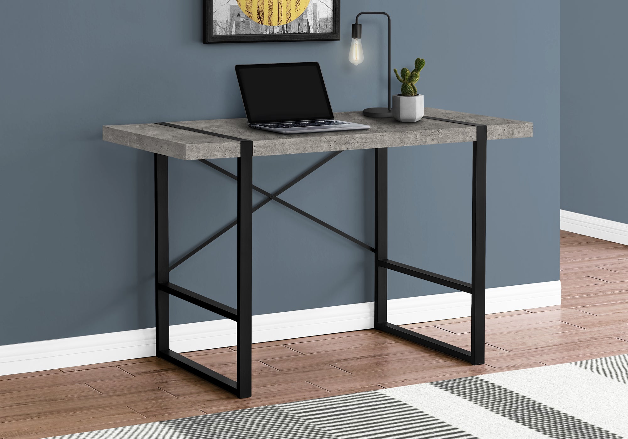 Monarch Specialties I 7661 Bureau, Bureau À Domicile, Ordinateur Portable, 48"l, Travail, Métal, Stratifié, Gris, Noir, Contemporain, Moderne - Simple Boutique