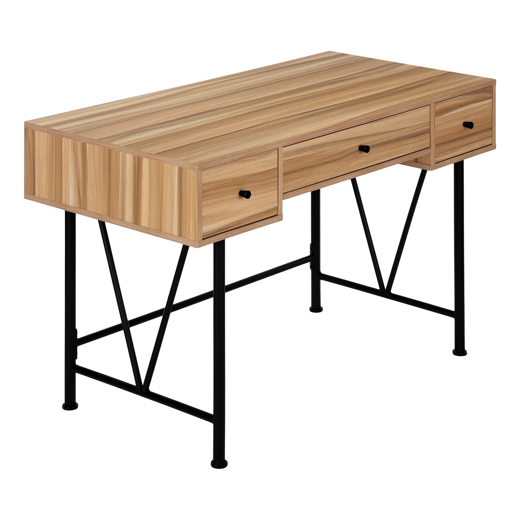Monarch Specialties I 7672 Bureau, Bureau À Domicile, Ordinateur Portable, Tiroirs De Rangement, 48"l, Travail, Métal, Stratifié, Brun, Noir, Transitionnel - Simple Boutique