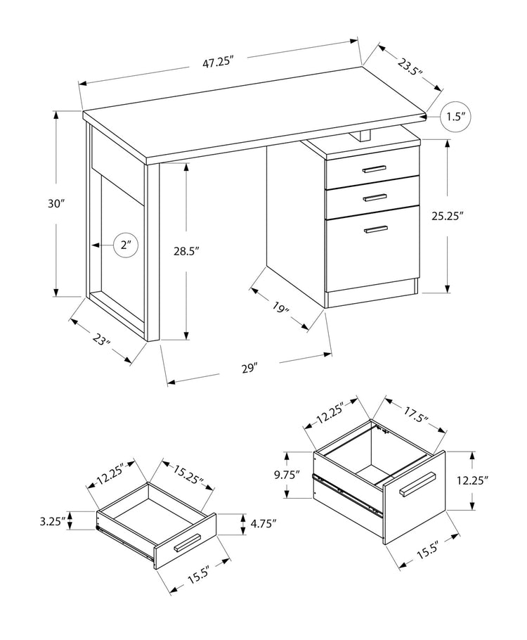 Monarch Specialties I 7691 Bureau, Bureau À Domicile, Ordinateur Portable, Configuration Gauche, Droite, Tiroirs De Rangement, 48"l, Travail, Stratifié, Noir, Contemporain, Moderne - Simple Boutique