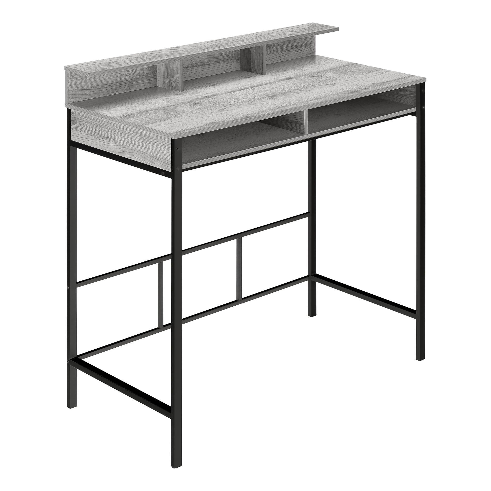 Monarch Specialties I 7703 Bureau, Bureau À Domicile, Debout, Étagères De Rangement, 48"l, Travail, Ordinateur Portable, Métal, Stratifié, Gris, Noir, Contemporain, Moderne - Simple Boutique