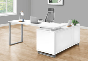 Monarch Specialties I 7716 Bureau, Bureau À Domicile, Coin, Tiroirs De Rangement, 72"l, Forme De L, Travail, Ordinateur Portable, Métal, Stratifié, Blanc, Gris, Contemporain, Moderne - Simple Boutique