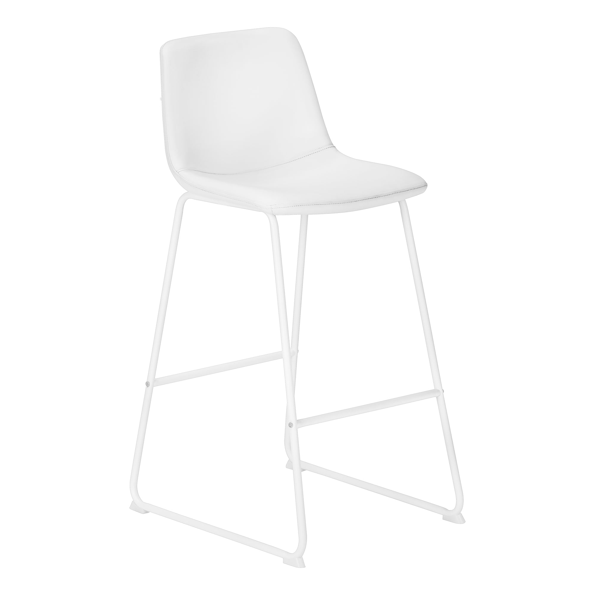 Monarch Specialties I 7750 Chaise De Bureau, Hauteur Bar, Debout, Bureau, Travail, Pu D'aspect Cuir, Métal, Blanc, Contemporain, Moderne - Simple Boutique