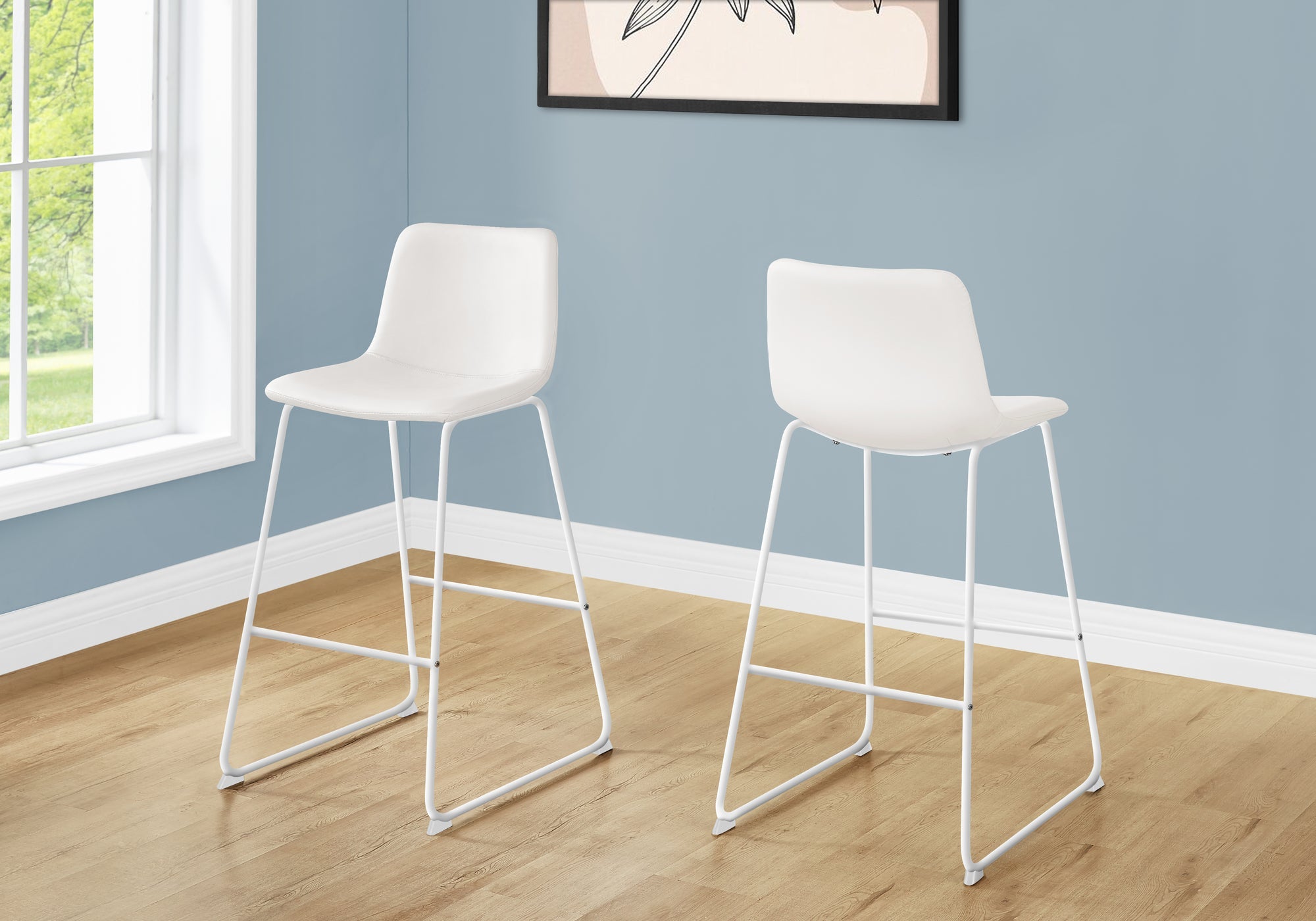 Monarch Specialties I 7750 Chaise De Bureau, Hauteur Bar, Debout, Bureau, Travail, Pu D'aspect Cuir, Métal, Blanc, Contemporain, Moderne - Simple Boutique