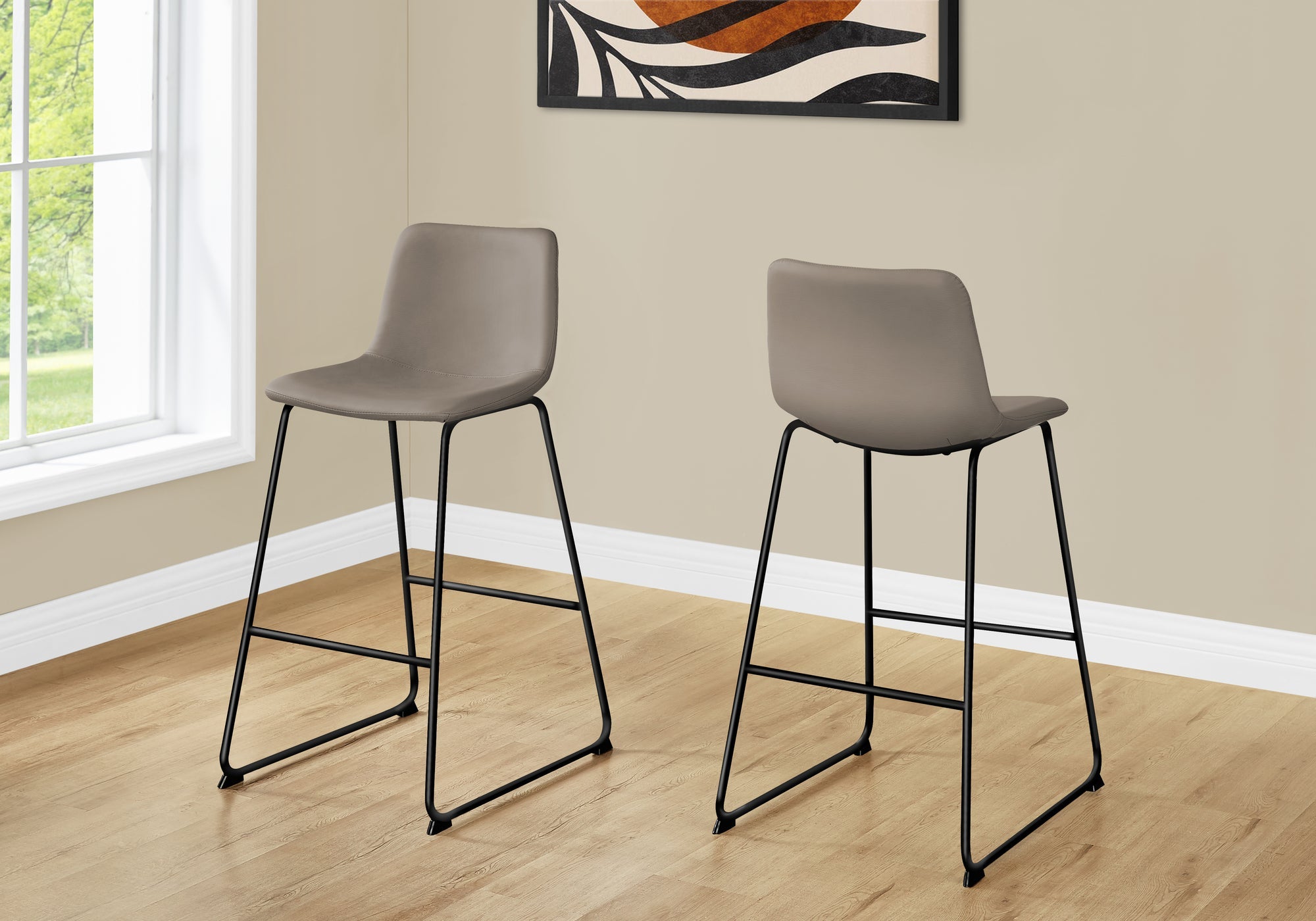 Monarch Specialties I 7751 Chaise De Bureau, Hauteur Bar, Debout, Bureau, Travail, Pu D'aspect Cuir, Métal, Brun, Noir, Contemporain, Moderne - Simple Boutique