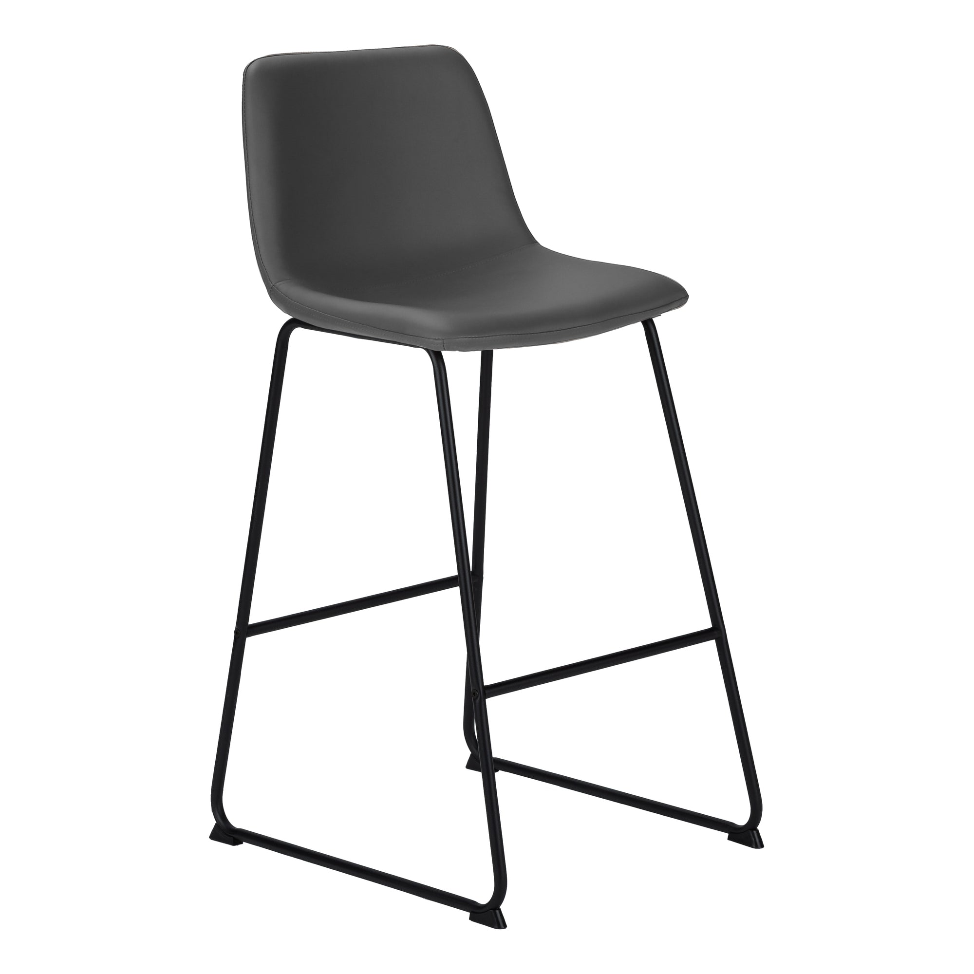 Monarch Specialties I 7752 Chaise De Bureau, Hauteur Bar, Debout, Bureau, Travail, Pu D'aspect Cuir, Métal, Gris, Noir, Contemporain, Moderne - Simple Boutique
