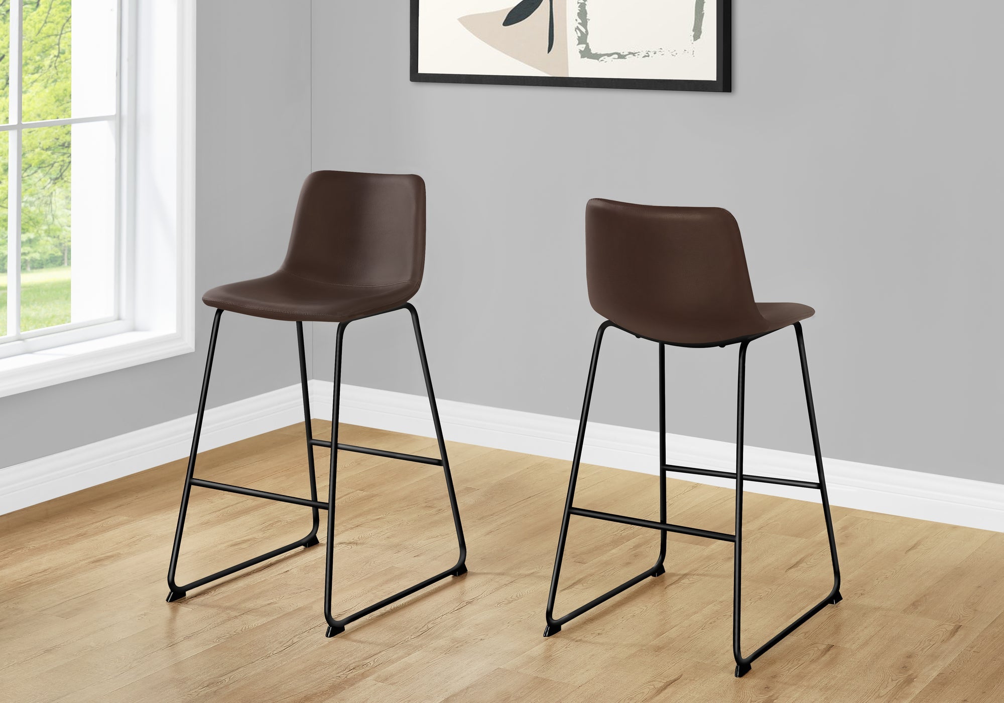 Monarch Specialties I 7753 Chaise De Bureau, Hauteur Bar, Debout, Bureau, Travail, Pu D'aspect Cuir, Métal, Brun, Noir, Contemporain, Moderne - Simple Boutique