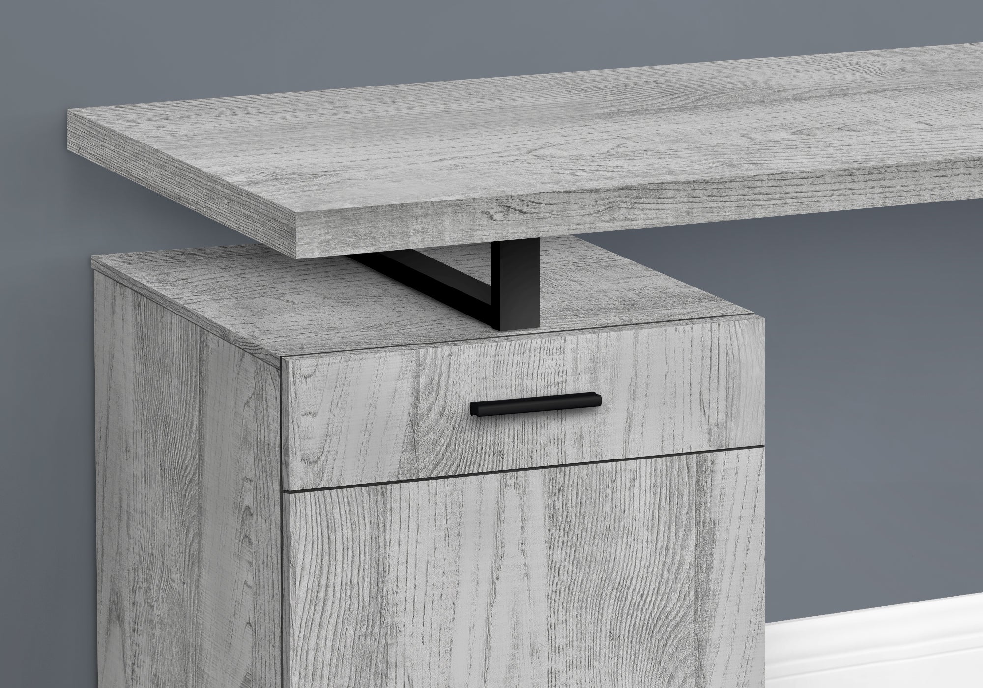 Monarch Specialties I 7763 Bureau, Bureau À Domicile, Ordinateur Portable, Configuration Gauche, Droite, Tiroirs De Rangement, 48"l, Travail, Métal, Stratifié, Gris, Noir, Contemporain, Moderne - Simple Boutique