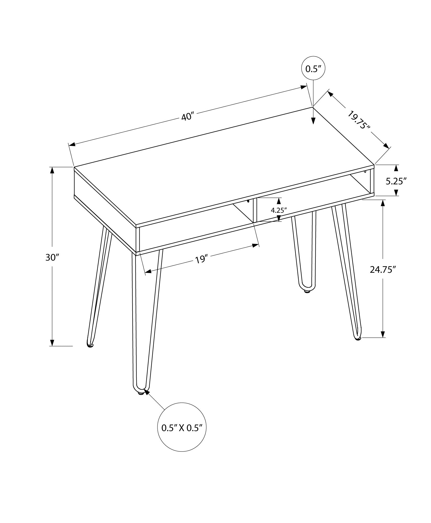 Monarch Specialties I 7772 Bureau, Bureau À Domicile, Ordinateur Portable, Configuration Gauche, Droite, Tiroirs De Rangement, 40"l, Travail, Métal, Stratifié, Brun, Noir, Contemporain, Moderne - Simple Boutique