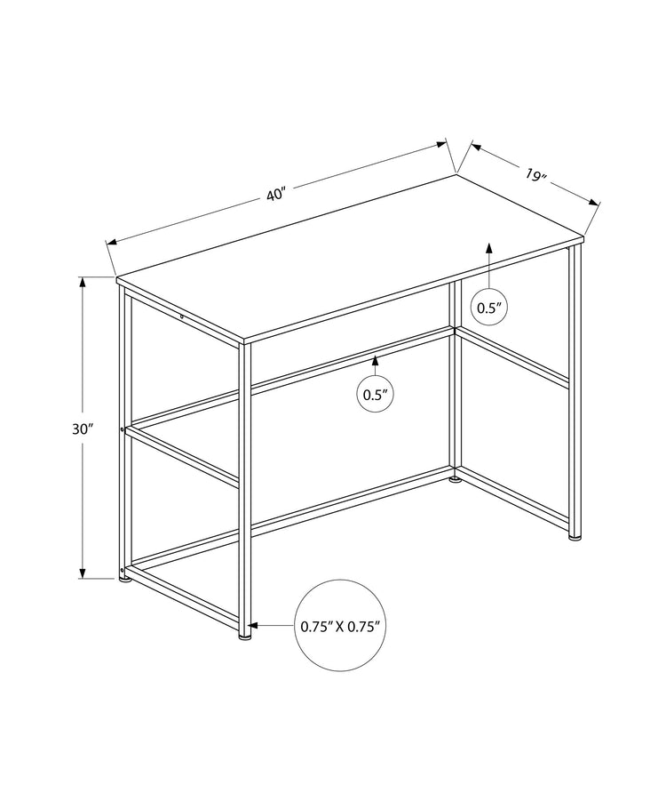 Monarch Specialties I 7777 Bureau, Bureau À Domicile, Ordinateur Portable, Configuration Gauche, Droite, Tiroirs De Rangement, 40"l, Travail, Métal, Stratifié, Brun, Noir, Contemporain, Moderne - Simple Boutique