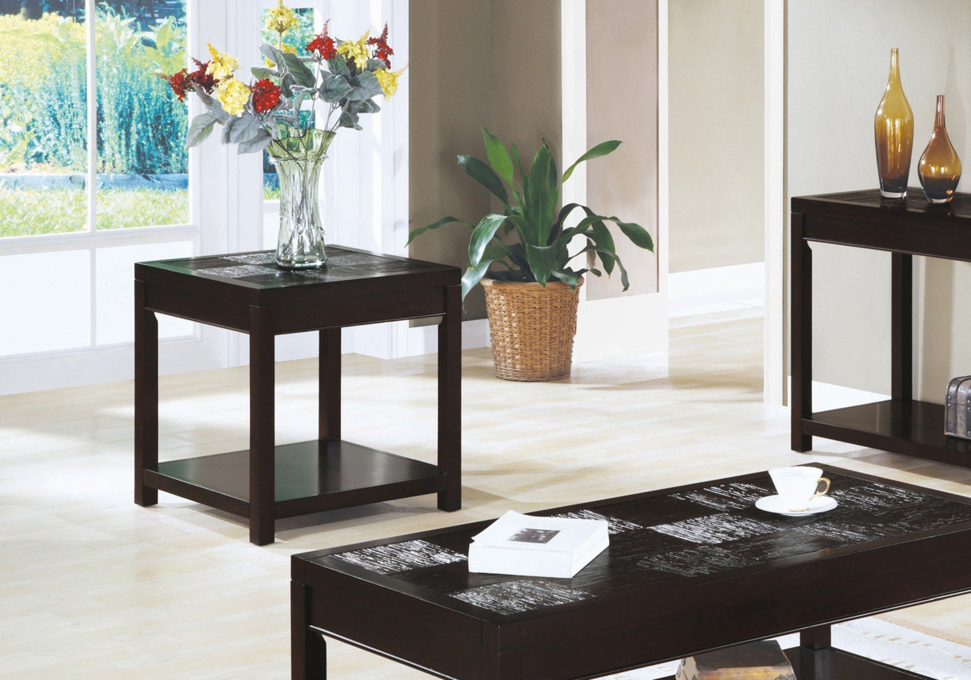 Monarch Specialties I 7801E Table D'appoint, Côté, Bout, Table De Nuit, Lampe, Salon, Chambre À Coucher, Stratifié, Brun, Transitionnel - Simple Boutique