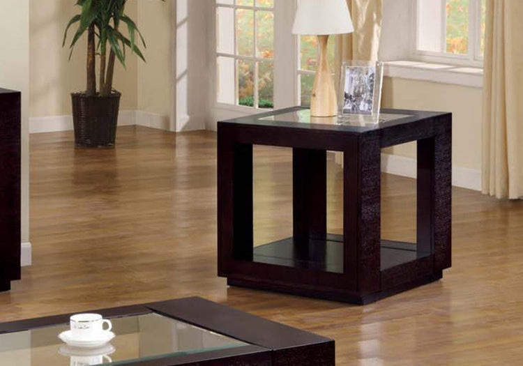 Monarch Specialties I 7811E Table D'appoint, Côté, Bout, Table De Nuit, Lampe, Salon, Chambre À Coucher, Vernis, Verre Trempé, Brun, Dégager, Transitionnel - Simple Boutique