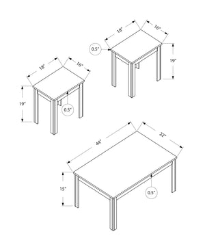 Monarch Specialties I 7863P Ensemble De Table, Ensemble 3pcs, Café, Bout, Côté, Accent, Salon, Stratifié, Brun, Transitionnel - Simple Boutique