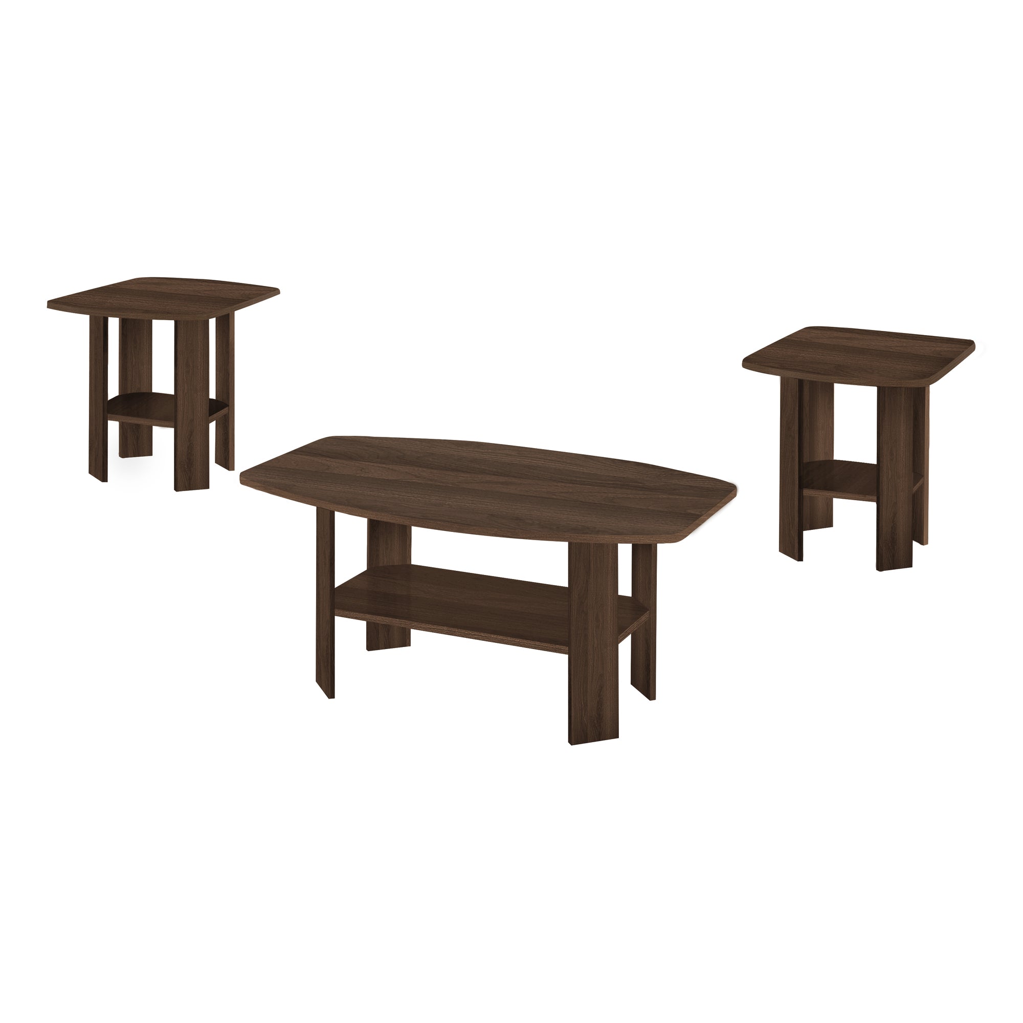 Monarch Specialties I 7872P Ensemble De Table, Ensemble 3pcs, Café, Bout, Côté, Accent, Salon, Stratifié, Noyer, Transitionnel - Simple Boutique