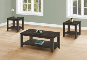 Monarch Specialties I 7883P Ensemble De Table, Ensemble 3pcs, Café, Bout, Côté, Accent, Salon, Stratifié, Brun, Transitionnel - Simple Boutique