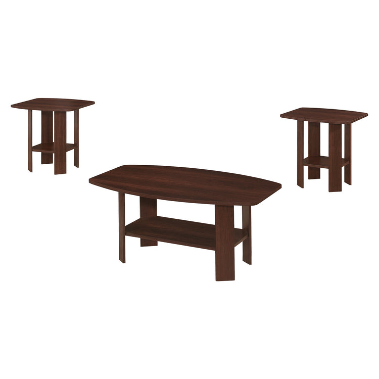 Monarch Specialties I 7923P Ensemble De Table, Ensemble 3pcs, Café, Bout, Côté, Accent, Salon, Stratifié, Brun, Transitionnel - Simple Boutique