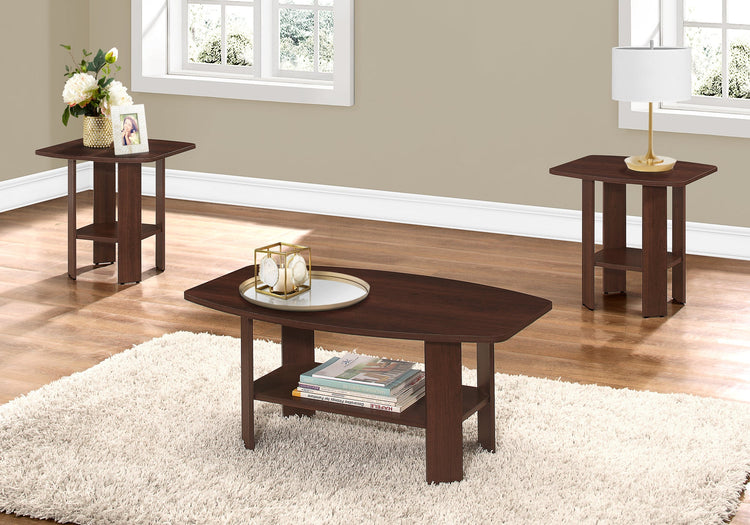 Monarch Specialties I 7923P Ensemble De Table, Ensemble 3pcs, Café, Bout, Côté, Accent, Salon, Stratifié, Brun, Transitionnel - Simple Boutique