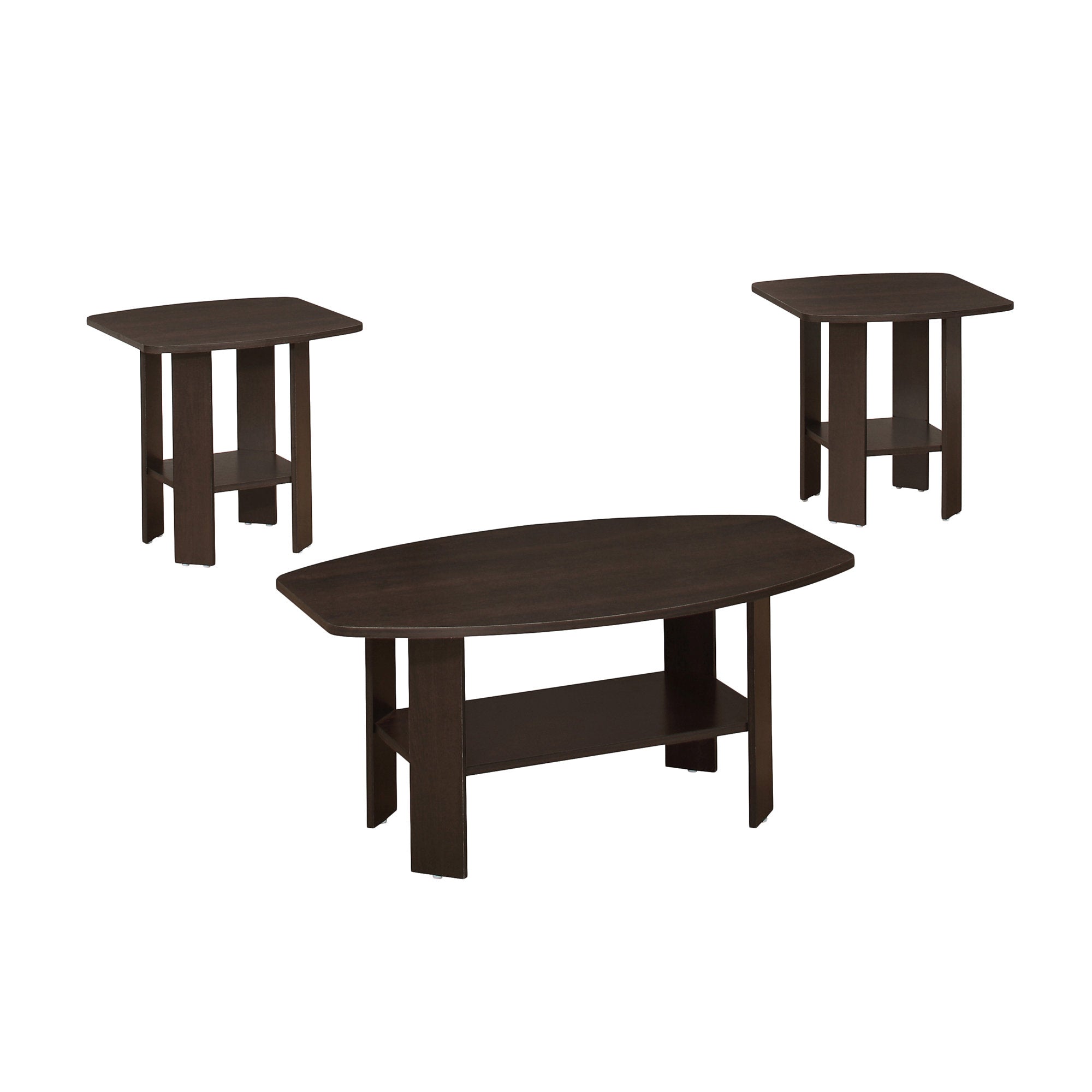 Monarch Specialties I 7924P Ensemble De Table, Ensemble 3pcs, Café, Bout, Côté, Accent, Salon, Stratifié, Brun, Transitionnel - Simple Boutique