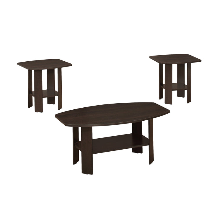 Monarch Specialties I 7924P Ensemble De Table, Ensemble 3pcs, Café, Bout, Côté, Accent, Salon, Stratifié, Brun, Transitionnel - Simple Boutique