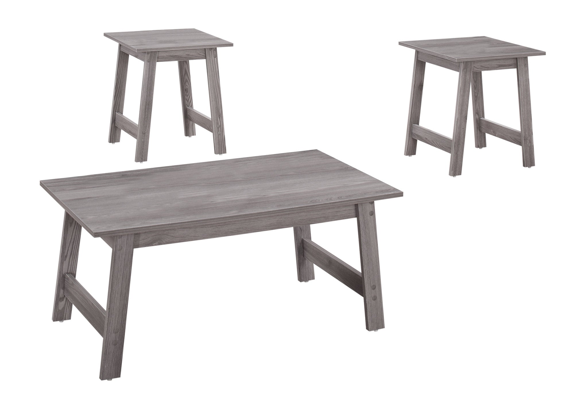 Monarch Specialties I 7932P Ensemble De Table, Ensemble 3pcs, Café, Bout, Côté, Accent, Salon, Stratifié, Gris, Transitionnel - Simple Boutique
