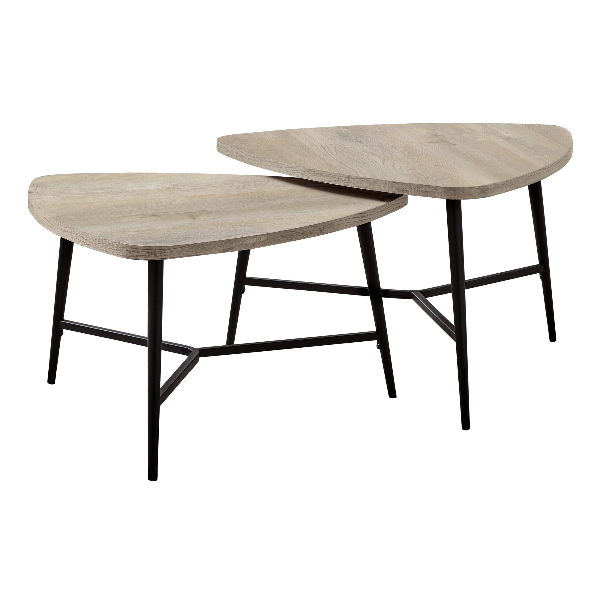 Monarch Specialties I 7939P Ensemble De Table, Ensemble 2pcs, Café, Bout, Côté, Accent, Salon, Métal, Stratifié, Beige, Noir, Contemporain, Moderne - Simple Boutique