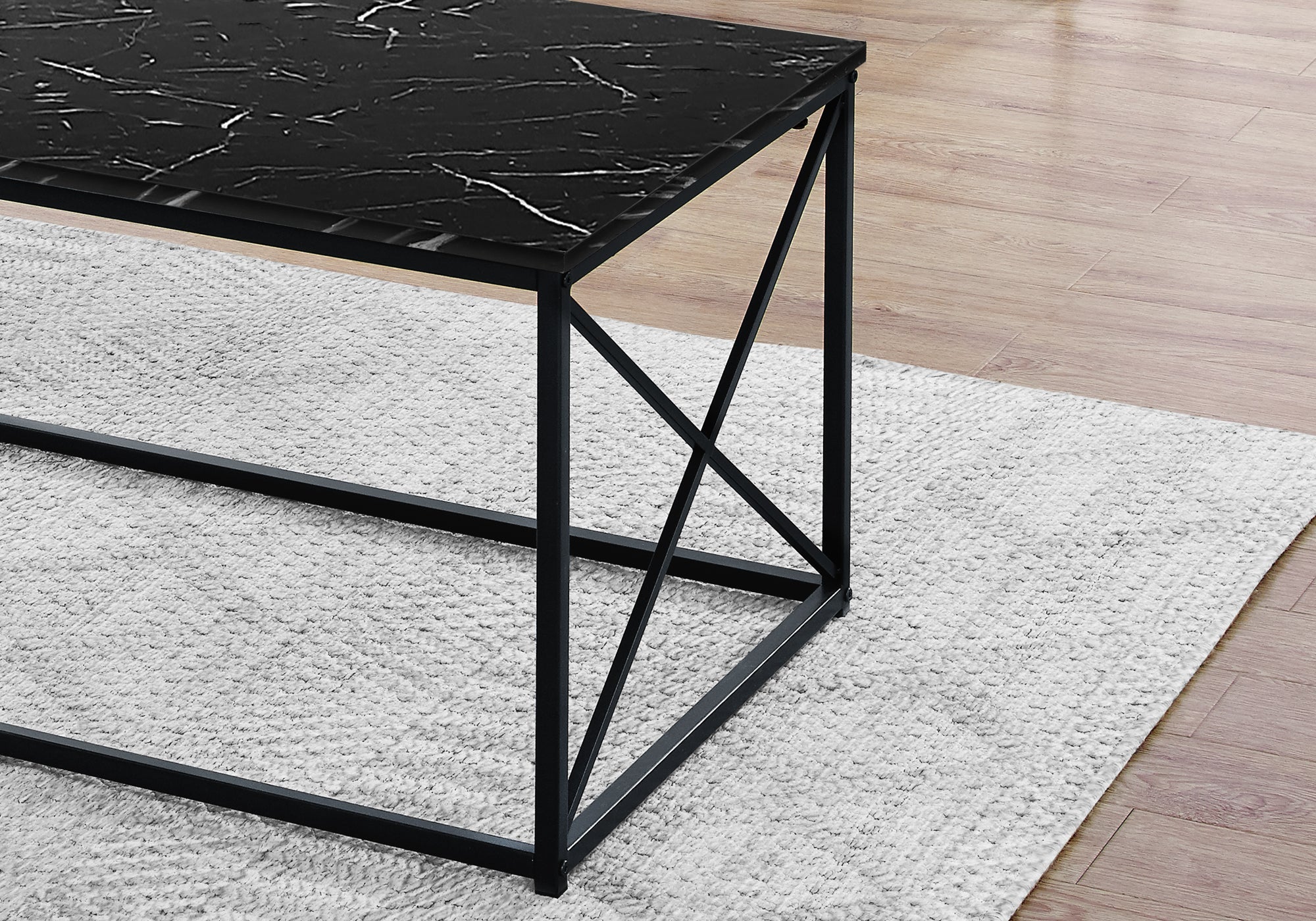 Monarch Specialties I 7954P Ensemble De Table, Ensemble 3pcs, Café, Bout, Côté, Accent, Salon, Métal, Stratifié, D'aspect Marbre Noir, Contemporain, Moderne - Simple Boutique