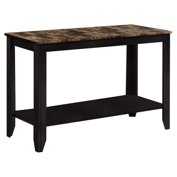 Monarch Specialties I 7983S Table D'appoint, Console, Entrée, Étroit, Sofa, Salon, Chambre À Coucher, Stratifié, D'aspect Marbre Brun, Transitionnel - Simple Boutique
