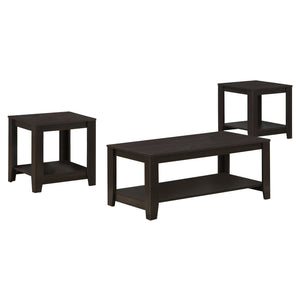 Monarch Specialties I 7990P Ensemble De Table, Ensemble 3pcs, Café, Bout, Côté, Accent, Salon, Stratifié, Brun, Transitionnel - Simple Boutique