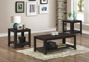 Monarch Specialties I 7990P Ensemble De Table, Ensemble 3pcs, Café, Bout, Côté, Accent, Salon, Stratifié, Brun, Transitionnel - Simple Boutique