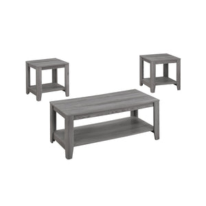 Monarch Specialties I 7991P Ensemble De Table, Ensemble 3pcs, Café, Bout, Côté, Accent, Salon, Stratifié, Gris, Transitionnel - Simple Boutique