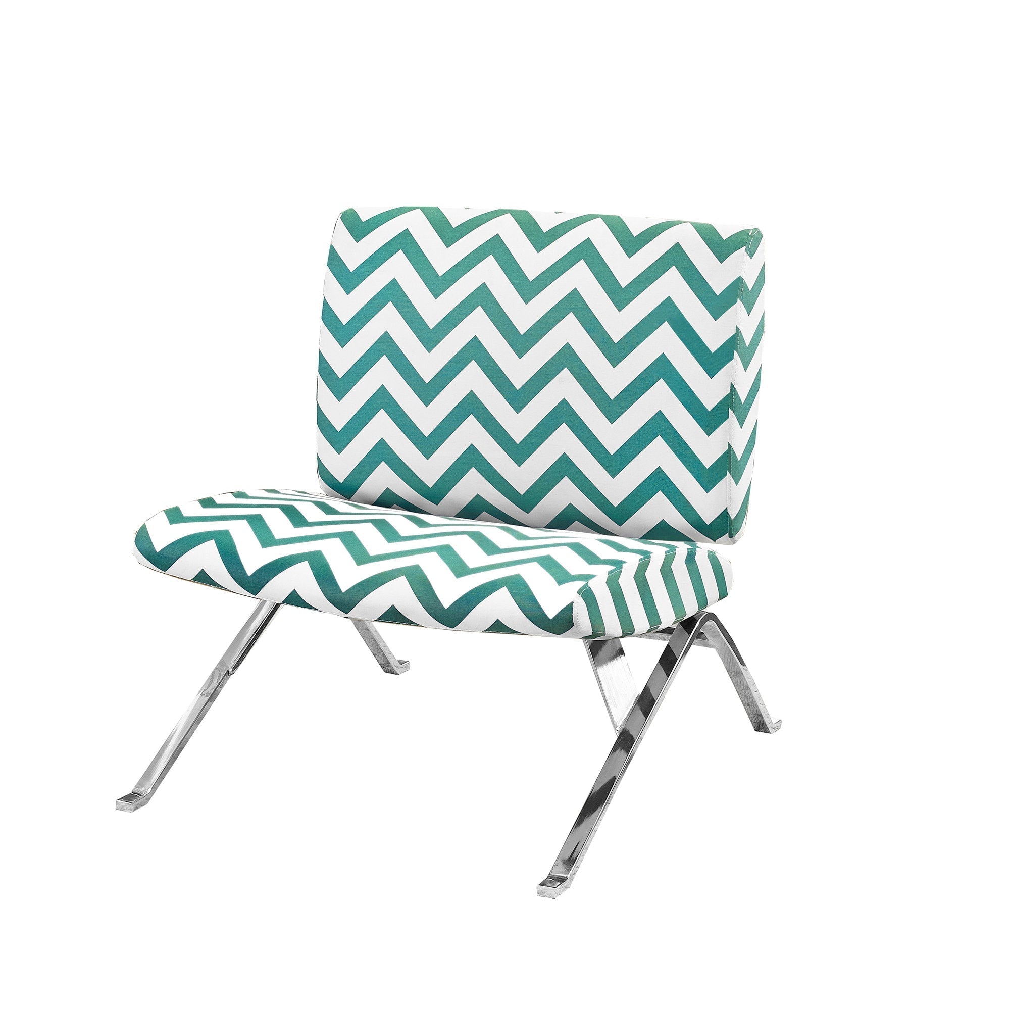 Monarch Specialties I 8136 Chaise D'appoint, Sans Bras, En Tissu, Salon, Chambre À Coucher, En Tissu, Métal, Vert, Chrome, Contemporain, Moderne - Simple Boutique