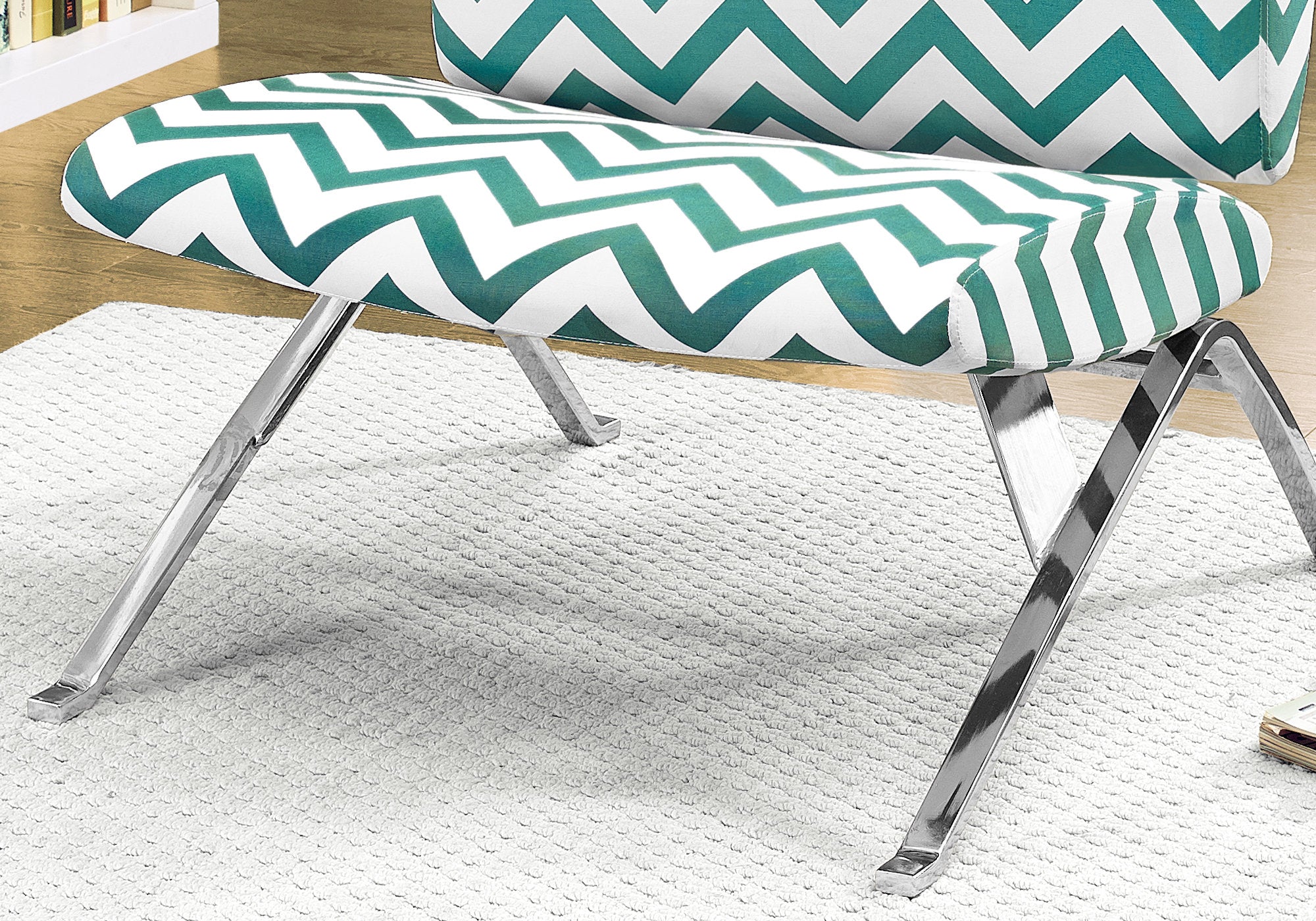 Monarch Specialties I 8136 Chaise D'appoint, Sans Bras, En Tissu, Salon, Chambre À Coucher, En Tissu, Métal, Vert, Chrome, Contemporain, Moderne - Simple Boutique