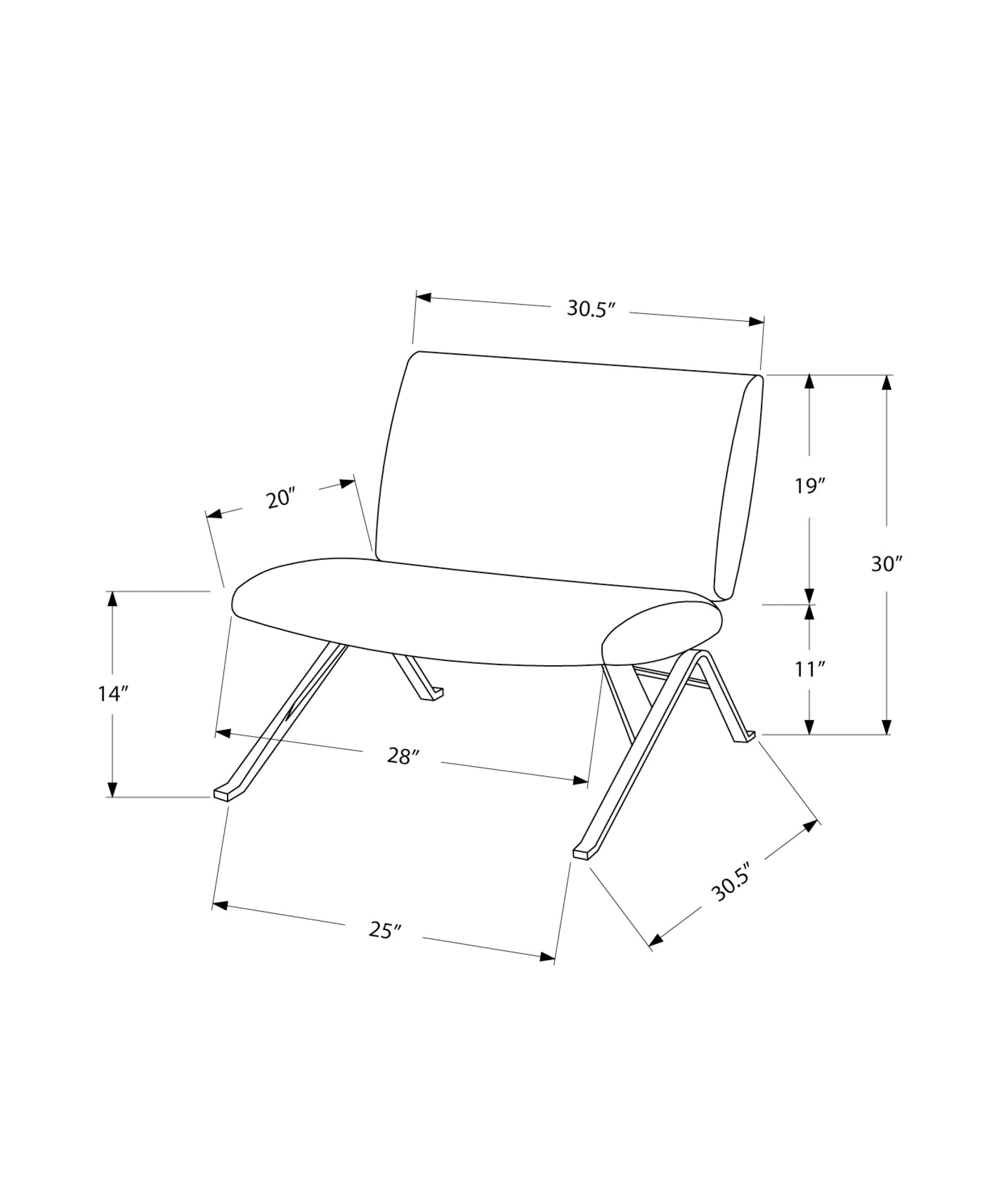 Monarch Specialties I 8137 Chaise D'appoint, Sans Bras, En Tissu, Salon, Chambre À Coucher, En Tissu, Métal, Brun, Chrome, Contemporain, Moderne - Simple Boutique