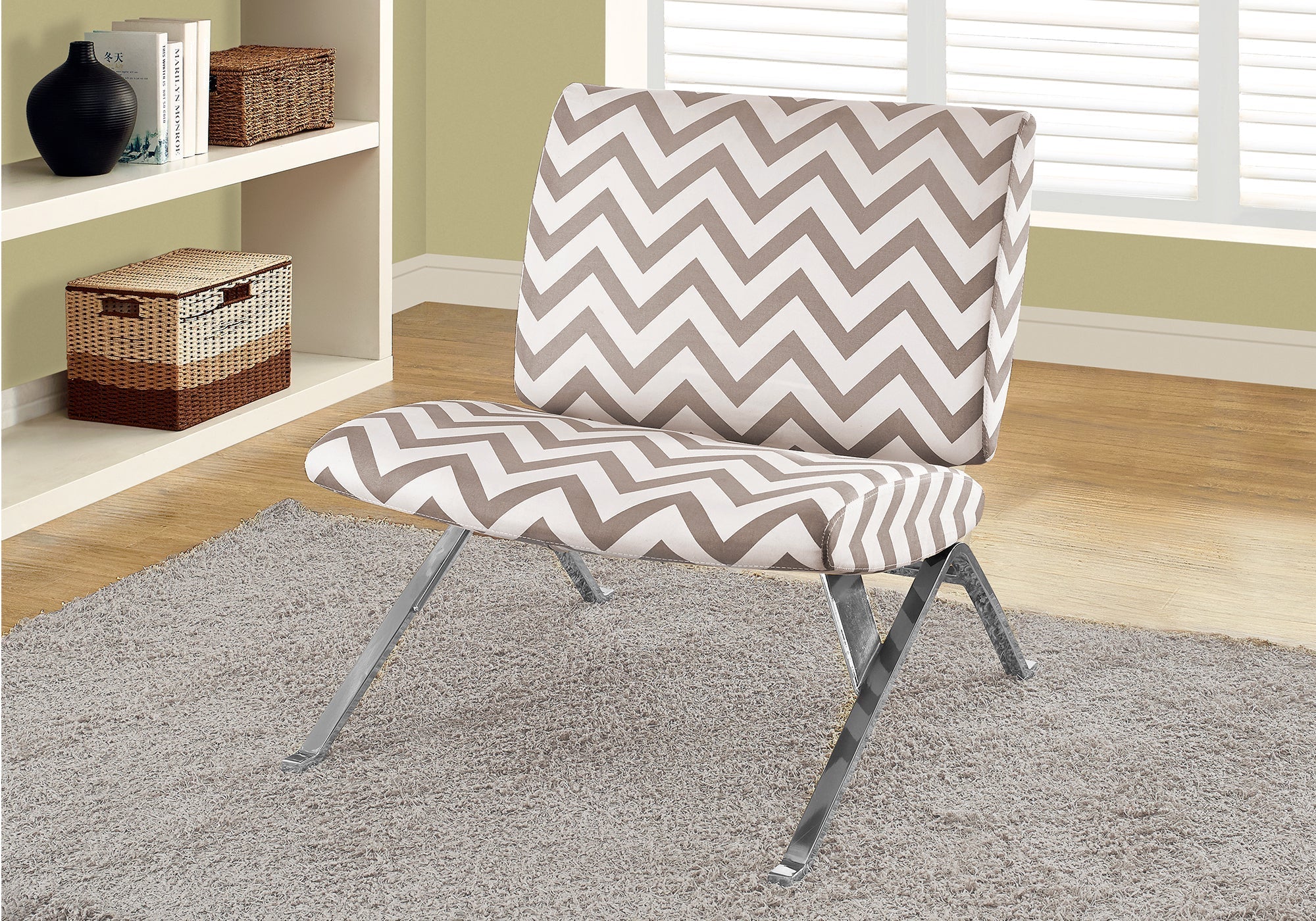 Monarch Specialties I 8137 Chaise D'appoint, Sans Bras, En Tissu, Salon, Chambre À Coucher, En Tissu, Métal, Brun, Chrome, Contemporain, Moderne - Simple Boutique