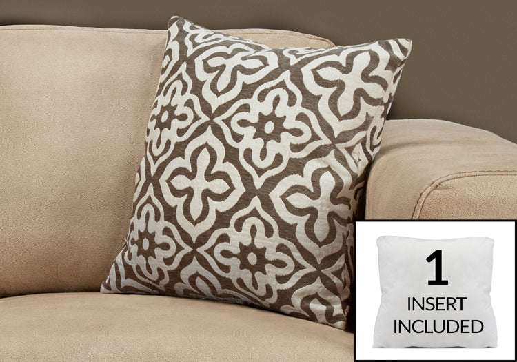 Monarch Specialties I 9216 Oreillers, 18 X 18 Carré, Encart Inclus, Jeté Décoratif, Accent, Sofa, Canapé, Chambre À Coucher, Polyester, Hypoallergénique, Brun, Moderne - Simple Boutique