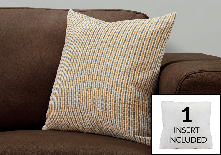 Monarch Specialties I 9234 Oreillers, 18 X 18 Carré, Encart Inclus, Jeté Décoratif, Accent, Sofa, Canapé, Chambre À Coucher, Polyester, Hypoallergénique, Or, Gris, Moderne - Simple Boutique