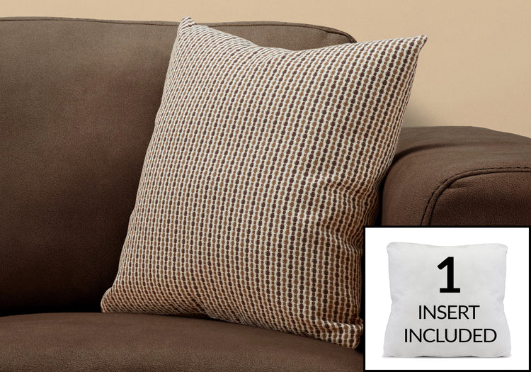 Monarch Specialties I 9238 Oreillers, 18 X 18 Carré, Encart Inclus, Jeté Décoratif, Accent, Sofa, Canapé, Chambre À Coucher, Polyester, Hypoallergénique, Brun, Moderne - Simple Boutique