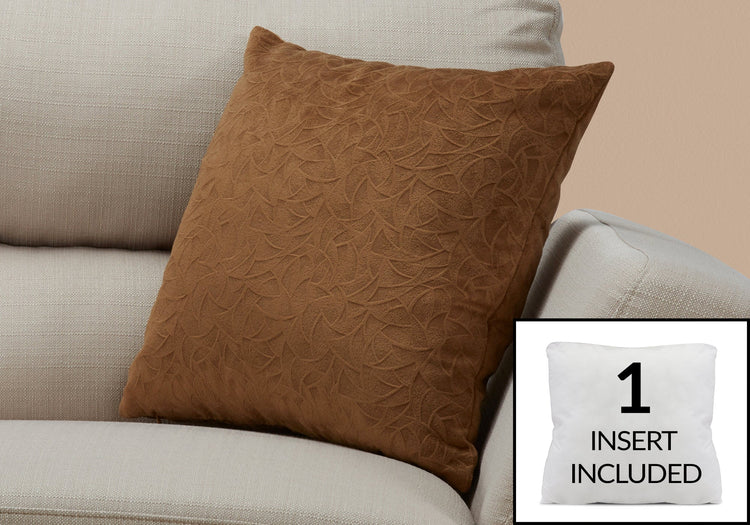 Monarch Specialties I 9268 Oreillers, 18 X 18 Carré, Encart Inclus, Jeté Décoratif, Accent, Sofa, Canapé, Chambre À Coucher, Polyester, Hypoallergénique, Brun, Moderne - Simple Boutique
