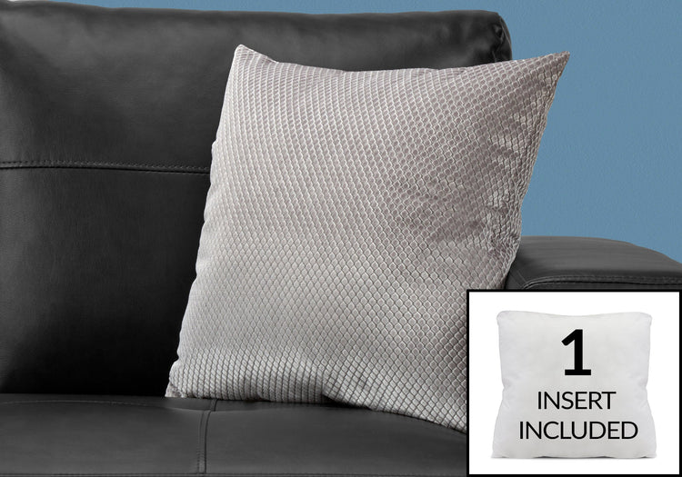 Monarch Specialties I 9306 Oreillers, 18 X 18 Carré, Encart Inclus, Jeté Décoratif, Accent, Sofa, Canapé, Chambre À Coucher, Polyester, Hypoallergénique, Gris, Moderne - Simple Boutique