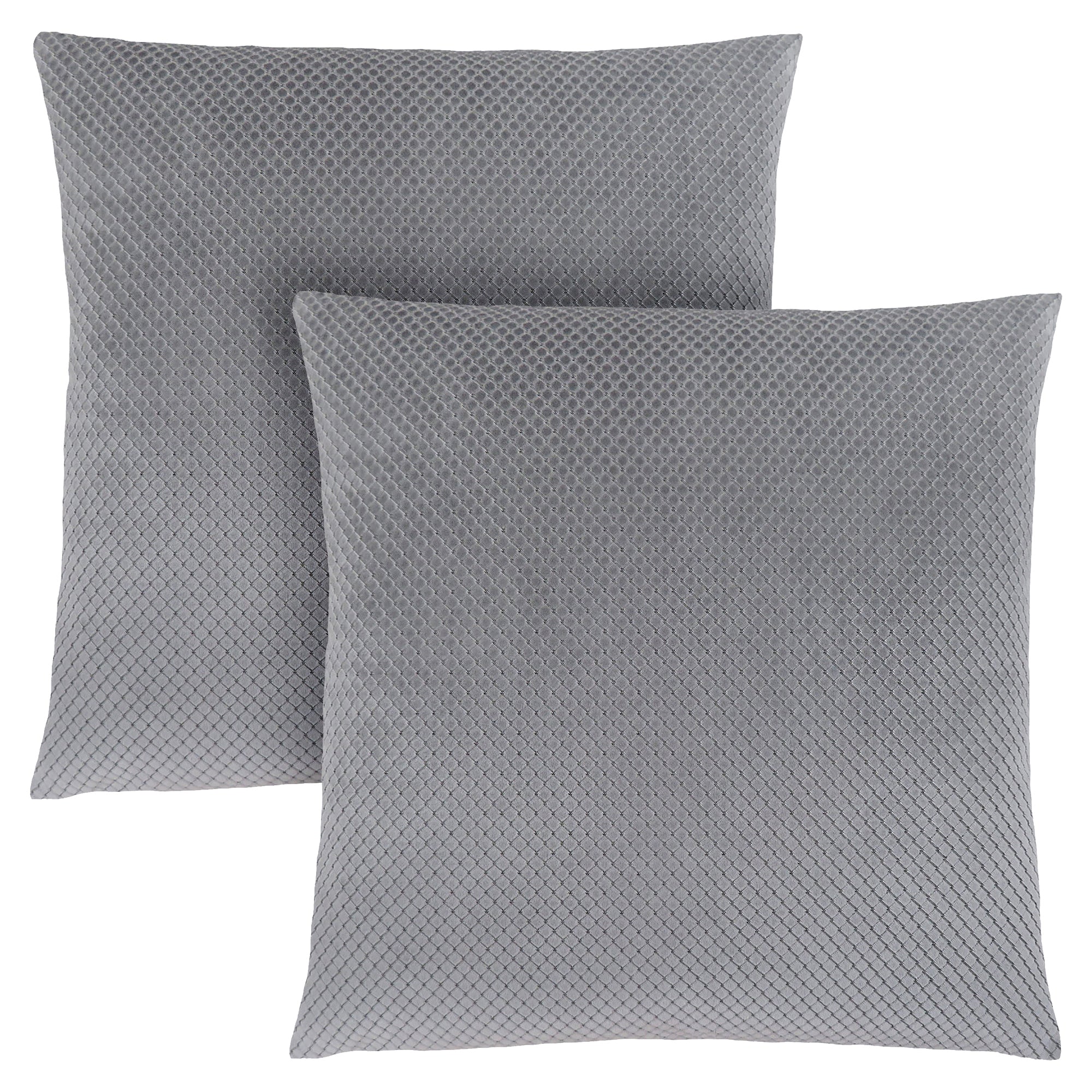 Monarch Specialties I 9307 Oreillers, Lot De 2, 18 X 18 Carré, Encart Inclus, Jeté Décoratif, Accent, Sofa, Canapé, Chambre À Coucher, Polyester, Hypoallergénique, Gris, Moderne - Simple Boutique