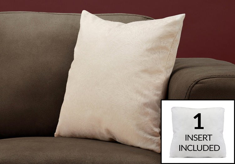 Monarch Specialties I 9318 Oreillers, 18 X 18 Carré, Encart Inclus, Jeté Décoratif, Accent, Sofa, Canapé, Chambre À Coucher, Polyester, Hypoallergénique, Beige, Moderne - Simple Boutique