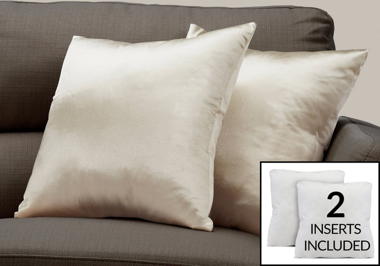 Monarch Specialties I 9335 Oreillers, Lot De 2, 18 X 18 Carré, Encart Inclus, Jeté Décoratif, Accent, Sofa, Canapé, Chambre À Coucher, Polyester, Hypoallergénique, Or, Moderne - Simple Boutique