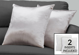 Monarch Specialties I 9337 Oreillers, Lot De 2, 18 X 18 Carré, Encart Inclus, Jeté Décoratif, Accent, Sofa, Canapé, Chambre À Coucher, Polyester, Hypoallergénique, Gris, Moderne - Simple Boutique