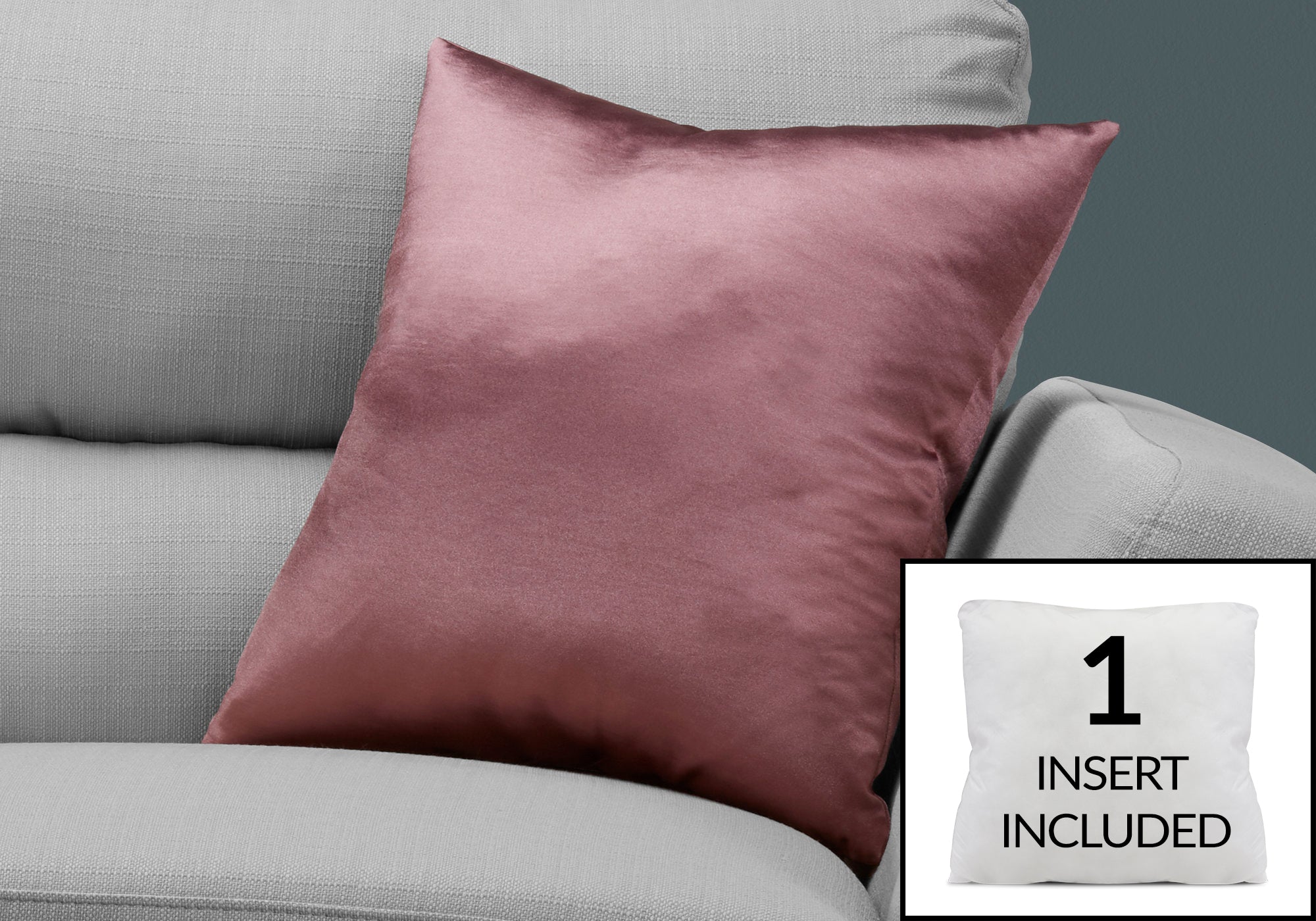 Monarch Specialties I 9338 Oreillers, 18 X 18 Carré, Encart Inclus, Jeté Décoratif, Accent, Sofa, Canapé, Chambre À Coucher, Polyester, Hypoallergénique, Rose, Moderne - Simple Boutique