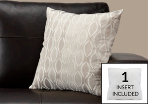 Monarch Specialties I 9344 Oreillers, 18 X 18 Carré, Encart Inclus, Jeté Décoratif, Accent, Sofa, Canapé, Chambre À Coucher, Polyester, Hypoallergénique, Beige, Moderne - Simple Boutique