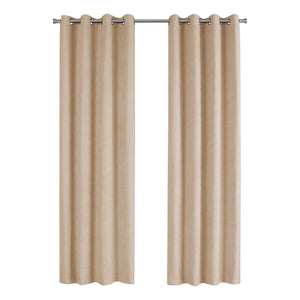Monarch Specialties I 9800 Rideau, Ensemble 2pcs, 54"w X 84"l, Obscurcissement De La Pièce, Passe-fil, Salon, Chambre À Coucher, Cuisine, Micro Suède, Polyester, Beige, Contemporain, Moderne - Simple Boutique