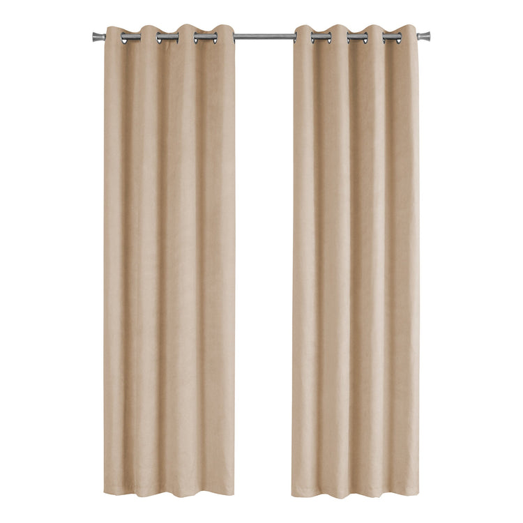 Monarch Specialties I 9800 Rideau, Ensemble 2pcs, 54"w X 84"l, Obscurcissement De La Pièce, Passe-fil, Salon, Chambre À Coucher, Cuisine, Micro Suède, Polyester, Beige, Contemporain, Moderne - Simple Boutique