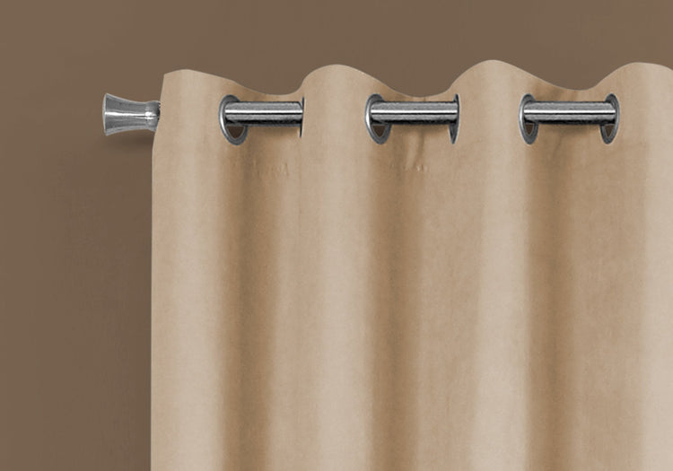 Monarch Specialties I 9800 Rideau, Ensemble 2pcs, 54"w X 84"l, Obscurcissement De La Pièce, Passe-fil, Salon, Chambre À Coucher, Cuisine, Micro Suède, Polyester, Beige, Contemporain, Moderne - Simple Boutique