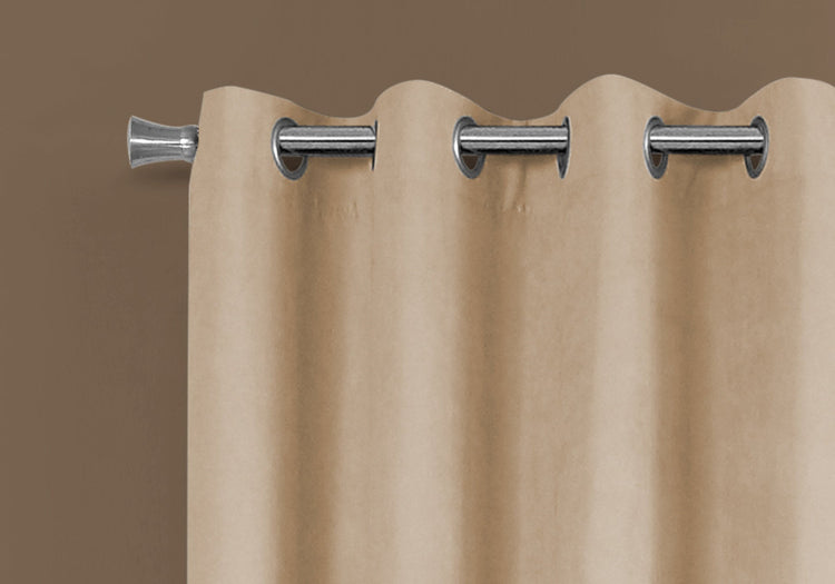 Monarch Specialties I 9801 Rideau, Ensemble 2pcs, 54"w X 95"l, Obscurcissement De La Pièce, Passe-fil, Salon, Chambre À Coucher, Cuisine, Micro Suède, Polyester, Beige, Contemporain, Moderne - Simple Boutique
