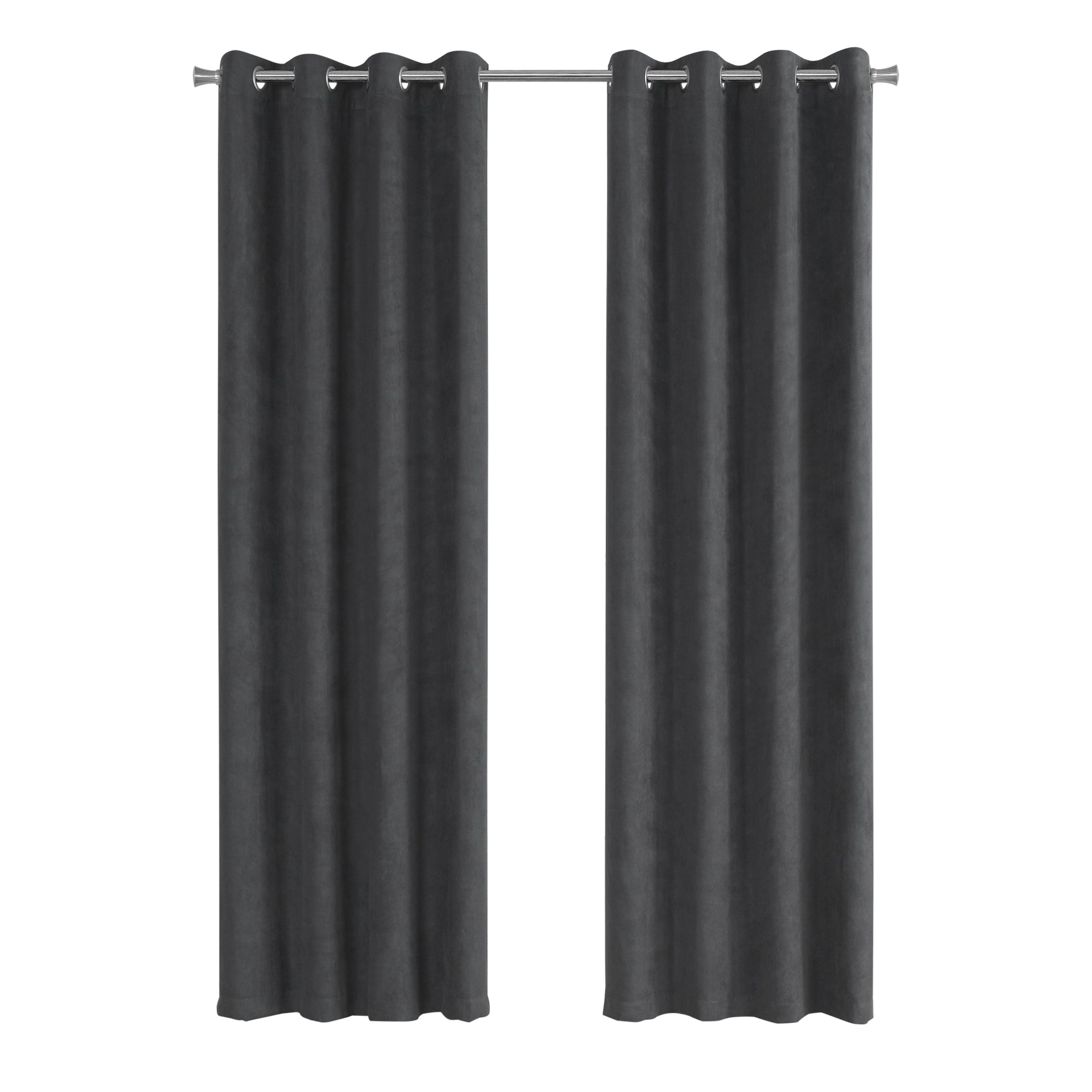 Monarch Specialties I 9803 Rideau, Ensemble 2pcs, 54"w X 84"l, Obscurcissement De La Pièce, Passe-fil, Salon, Chambre À Coucher, Cuisine, Micro Suède, Polyester, Gris, Contemporain, Moderne - Simple Boutique