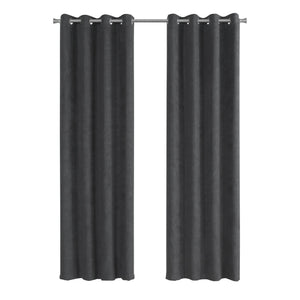 Monarch Specialties I 9803 Rideau, Ensemble 2pcs, 54"w X 84"l, Obscurcissement De La Pièce, Passe-fil, Salon, Chambre À Coucher, Cuisine, Micro Suède, Polyester, Gris, Contemporain, Moderne - Simple Boutique
